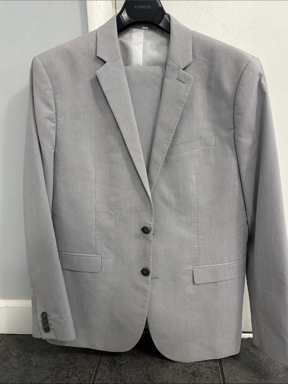 Express Light Gray Men's Two-Button Full Suit